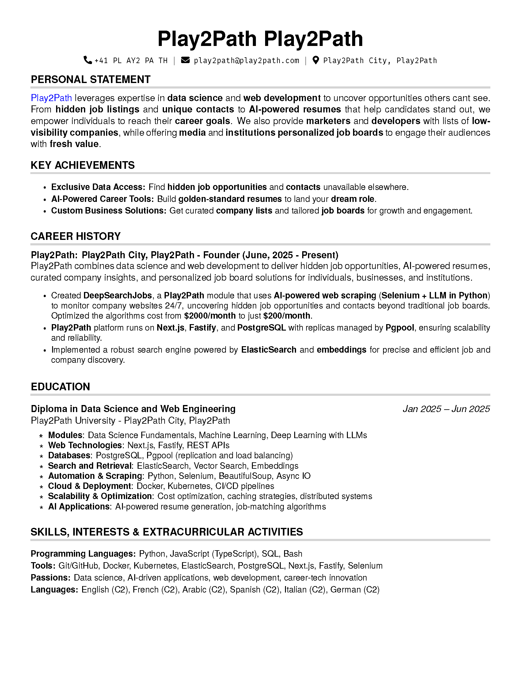 Resume Cover